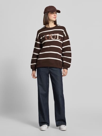 Smith and Soul Oversized sweatshirt van katoenmix met geborduurd logo Donkerbruin - 1