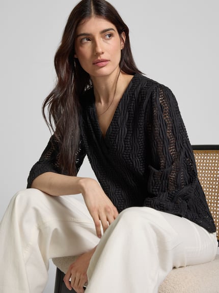 VILA Regular Fit Bluse mit V-Ausschnitt Modell 'LUMENA' Black 3
