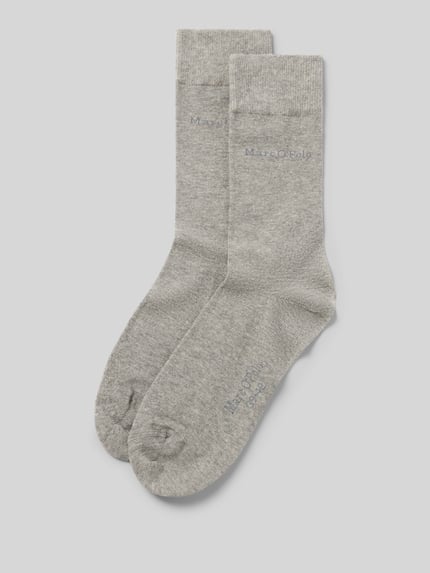 Marc O'Polo Socken mit Logo-Schriftzug im 2er-Pack Mittelgrau Melange 1
