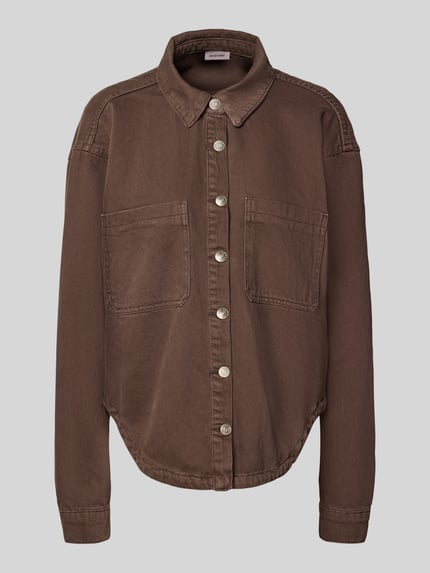 Productfoto, Loose Fit Hemdjacke met wol-aandeel model 'ALVA' van NOISY MAY®, bruin, borstzakken, knoopsluiting, katoen-wol mix.