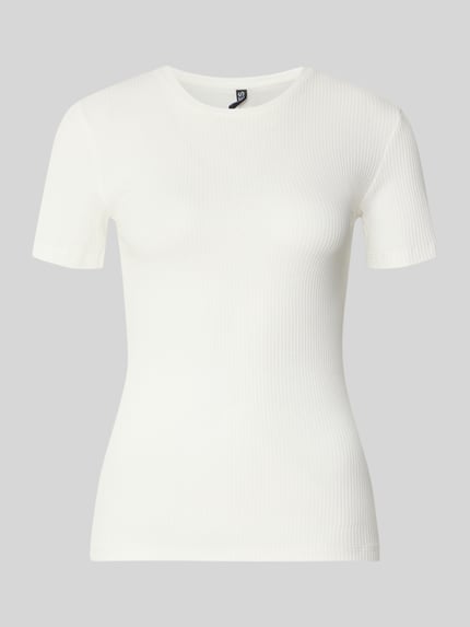 PIECES slim fit T-shirt van katoenmix model 'RUKA' Wit - 2