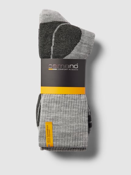 camano Socken mit Woll-Anteil im 2er-Pack Mittelgrau Melange 3
