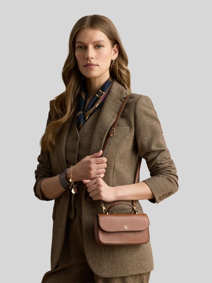 Lauren Ralph Lauren Umhängetasche aus echtem Kalbsleder Modell 'MRCY' Camel 1