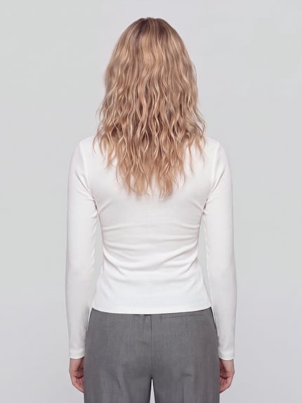 VERO MODA Langarmshirt mit kleinem Herz-Detail Weiss 5