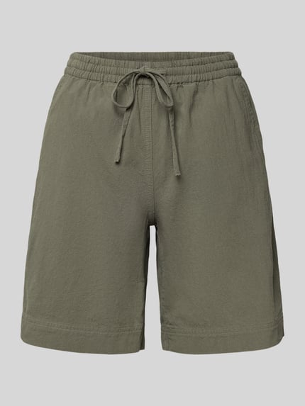 Produktfoto, Shorts met elastische band model 'Cissie' van Soyaconcept, dames short van puur katoen, regular fit, kaki kleur, bandwijdte maat S 38 cm, binnenbeenlengte maat S 20 cm, zachte structuur