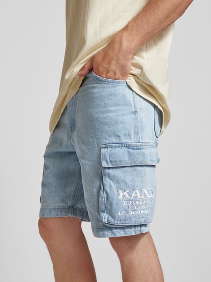Karl Kani Regular Fit Cargoshorts mit Label-Stitching Jeansblau 3