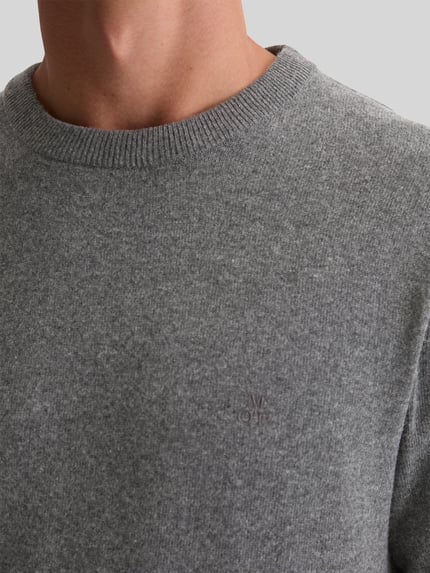 Marc O'Polo Pullover mit Logo-Stitching Crewneck Anthrazit 3