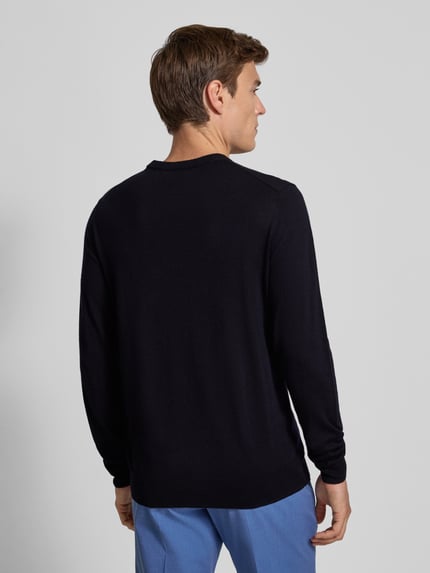 Carl Gross Strickpullover aus Merinowolle Modell 'Dale' Marine 5