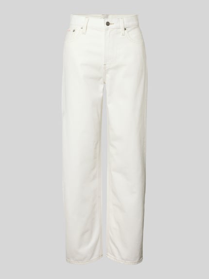 Produktfoto, Barrel Jeans im 5-Pocket-Design mit Label-Detail von Calvin Klein Jeans, biała bawełna, krój relaxed fit, Szerokość w rozmiarze 27/32: 39 cm, długość nogawki wewnętrznej w rozmiarze 27/32: 77 cm