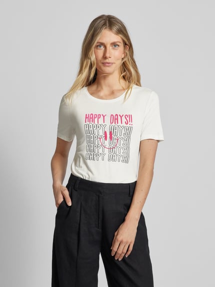 FREE/QUENT T-shirt met motiefprint, model 'Kalina' Offwhite - 4