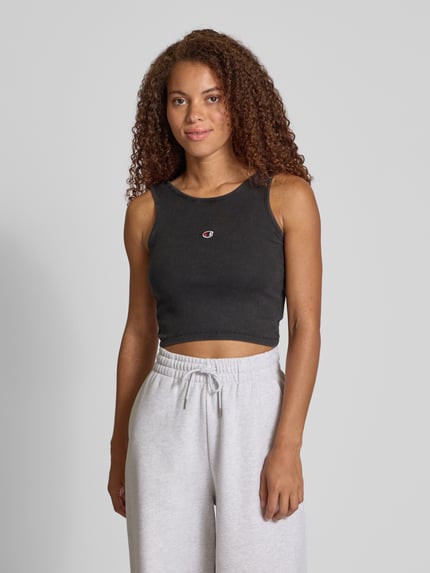 Champion Fitted Fit Crop Top mit Label-Stitching Black 4