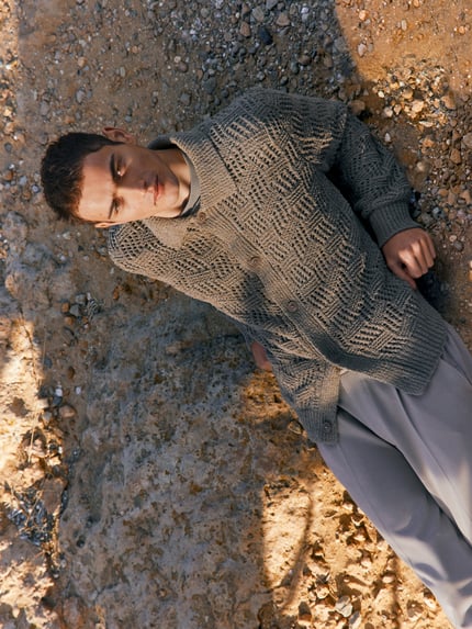 Jake*s Studio Men Cardigan mit Strukturmuster Mud 6