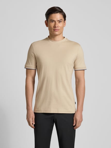 BOSS regular fit T-shirt van zuiver katoen model 'THOMPSON' Beige - 4
