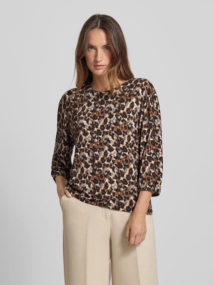Christian Berg Woman Blouseshirt met 3/4-mouwen van een mix van viscose en elastaan Cognac - 4