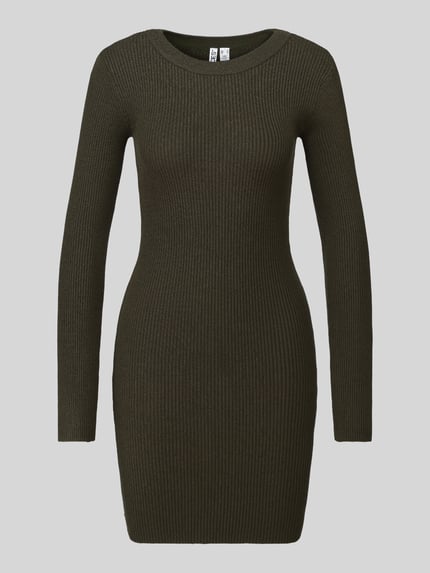 PIECES Strickkleid mit Rippstruktur Dunkelgruen 2