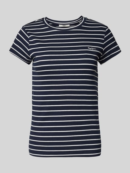Pepe Jeans T-shirt z okrągłym dekoltem model ‘MERIBEL’ Granatowy 2