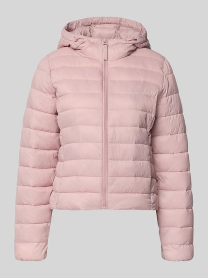Productfoto, Regular Fit Steppjacke mit Kapuze Modell 'TAHIA' van Only, effen roze, lange mouwen, rits, elastische boorden, zijzakken