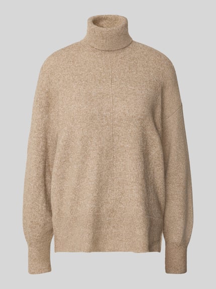 VERO MODA Regular Fit Rollkragenpullover mit Seitenschlitzen Modell 'DOFFY' Sand Melange 2