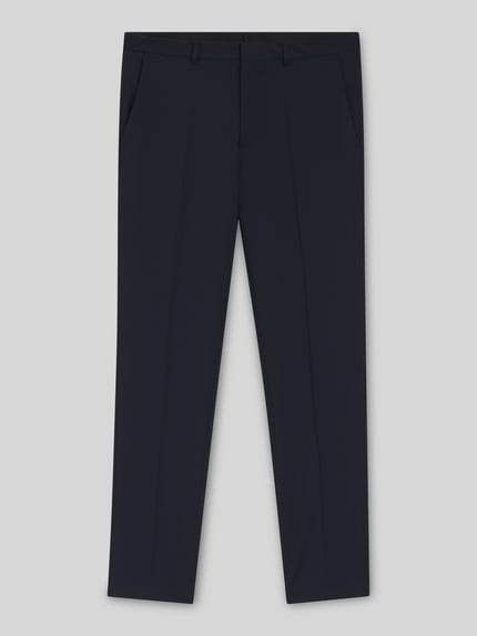 Produktfoto, Slim Fit Anzughose aus Woll-Mix Modell 'HESTEN' von HUGO, melanżowa, krój slim fit, kanty, szlufki, kieszenie boczne i tylne, szerokość w rozmiarze 50: 45 cm, długość wewnętrzna nogawki: 79,5 cm