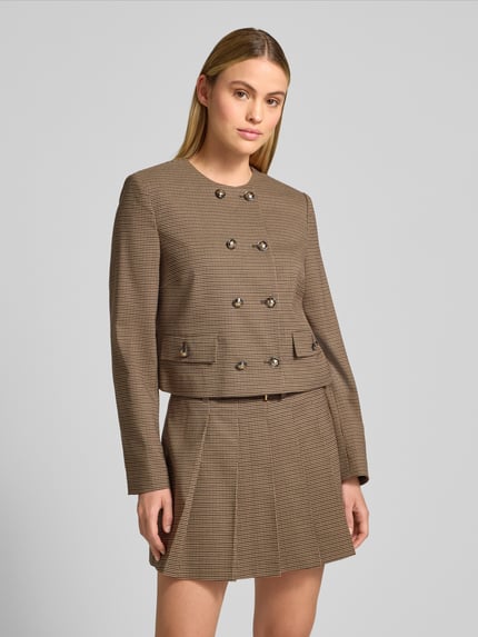 Jake*s Collection Regular fit blazer met viscose en paspelzakken Donkerbruin - 4