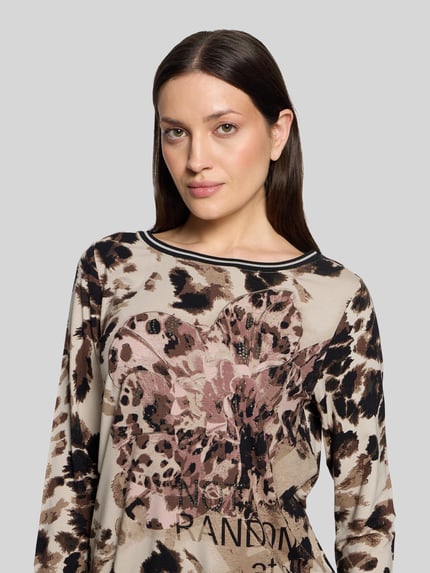 Betty Barclay Langarmshirt mit Glitzer-Print Sand 3