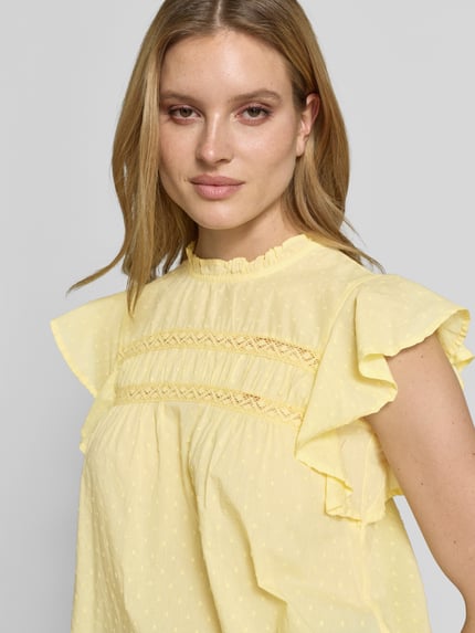 VERO MODA Regular Fit Blusentop aus reiner Baumwolle Modell 'TRINE' GELB 3