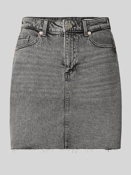 Produktfoto, Regular Fit Jeansrock aus Baumwoll-Mix Modell 'TESSA' von Vero Moda, grau-melierter Denim, 5-Pocket, sichtbare Twill-Struktur