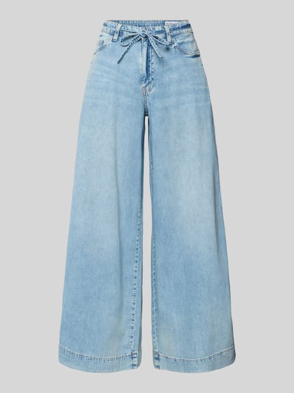 Produktfoto, Regular Fit Wide Leg Jeans aus reiner Baumwolle Modell 'AISA' von Vero Moda, stylizowana na denim, krój regular fit, szlufki na pasek, zapięcie na guzik i zakryty zamek błyskawiczny, 5 kieszeni, splot twill, bawełna