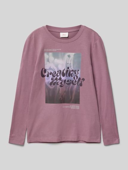 s.Oliver RED LABEL Regular fit shirt met lange mouwen van puur katoen met fotoprint Mauve - 1