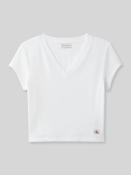Calvin Klein Jeans slim fit T-shirt van katoenmix Wit - 2