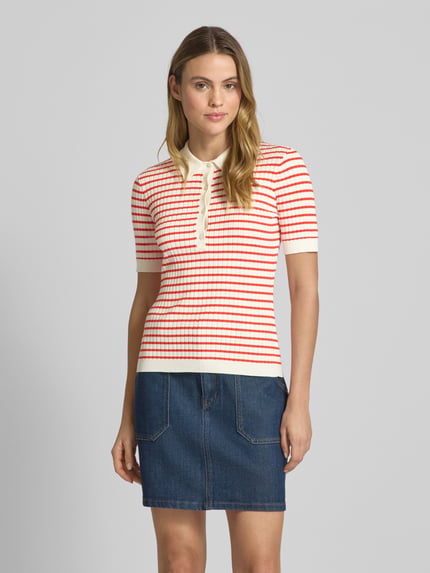 GANT Poloshirt mit gerippten Abschlüssen Koralle 4