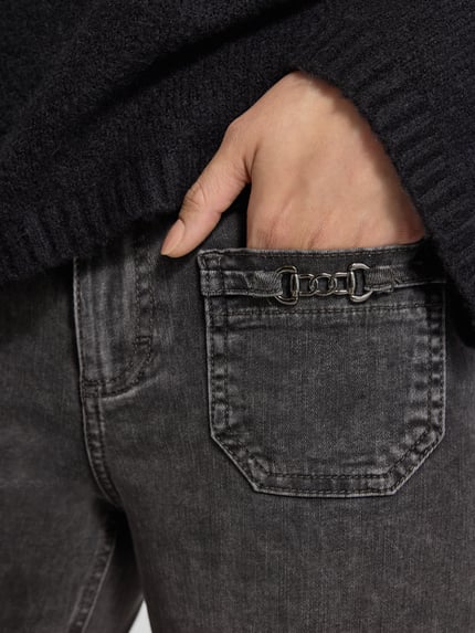 ANGELS Flared jeans met opgestikte zakken, model 'LIZ SMART BUCKLE' Donkergrijs - 3
