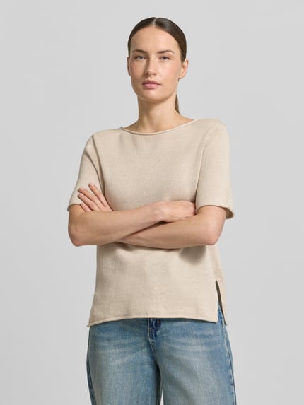 Marc O'Polo męski t-shirt w kroju regular fit z mieszanki bawełny i lnu Kamienny 4