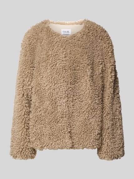 VILLA SOPHIE Jacke aus Teddyfell mit Rundhalsausschnitt Taupe 2