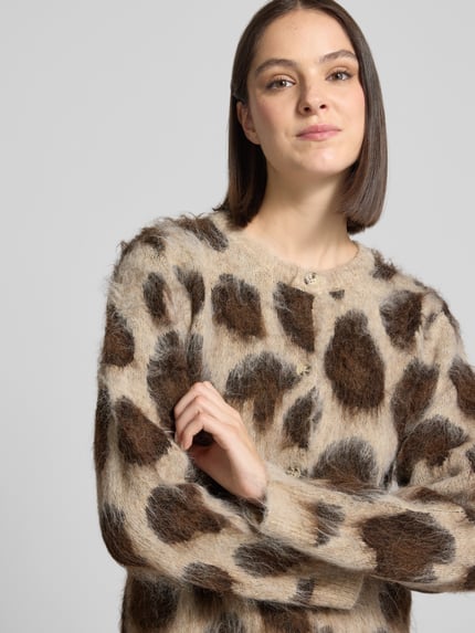 FREE/QUENT Strickjacke im Allover-Look Modell 'Lippi' Dunkelbraun Melange 3