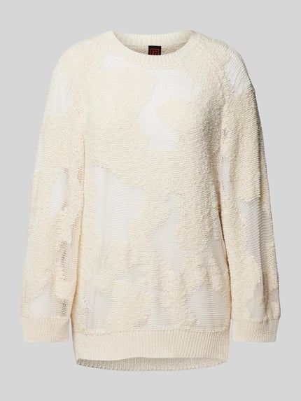 Stefanel Pullover mit Rundhalsausschnitt in semitransparentem Design Offwhite 2