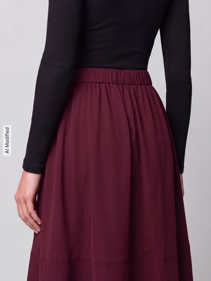 ROBE LÉGÈRE Uitlopende midi-rok van viscosemix Bordeaux - 3