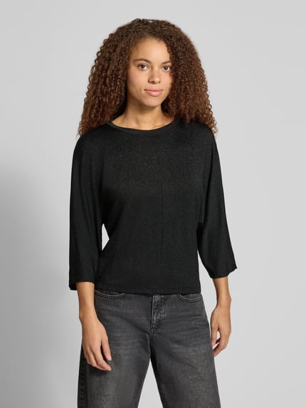 ONLY Regular Fit Langarmshirt mit schimmernder Optik Black 4