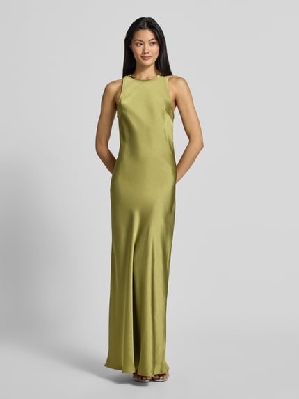 Neo Noir Abendkleid mit Rundhalsausschnitt Modell 'Celinie Heaven' Oliv 4