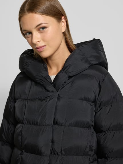 Calvin Klein Womenswear Glanzende gewatteerde lange jas met capuchon Zwart - 3