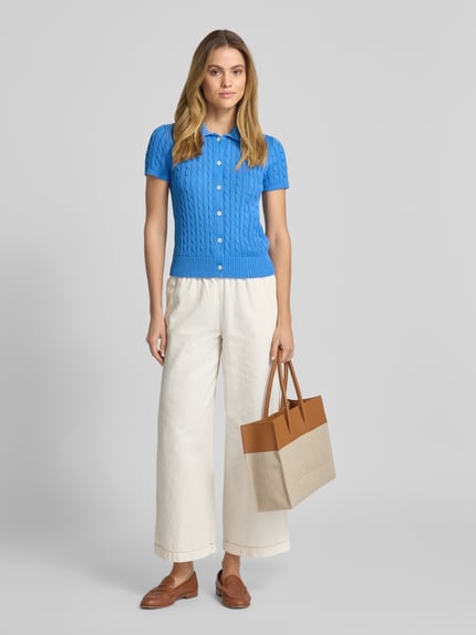 Polo Ralph Lauren Kardigan rozpinany z rękawem o dł. 1/2 i kołnierzykiem polo Niebieski 1