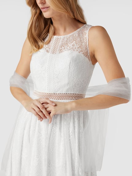 unique Brautkleid mit floraler Spitze Offwhite 6