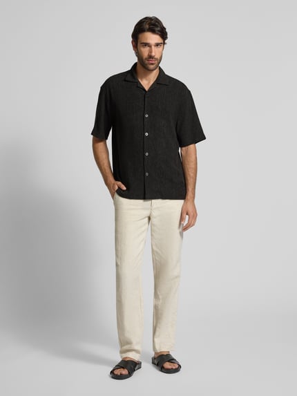 Jake*s Studio Men Regular Fit Freizeithemd mit Reverskragen Black 1