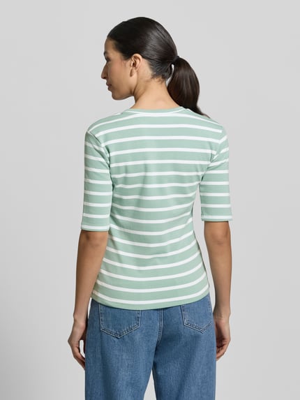 Christian Berg Woman T-Shirt mit Streifenmuster und V-Ausschnitt Mint 5