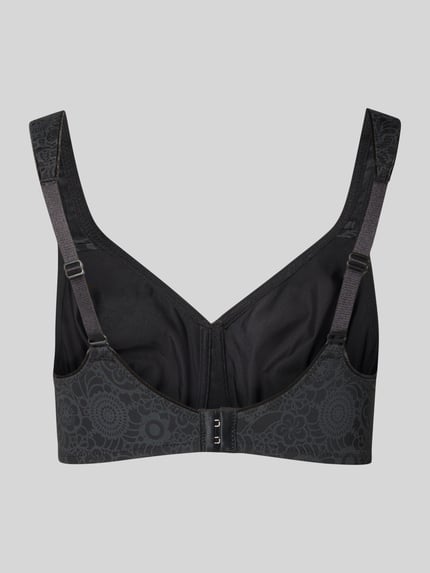 Produktfoto, BH mit Hakenverschluss von Triumph aus schwarzem Material-Mix mit Stretch-Anteil, körpernaher Schnitt, verstellbare Träger