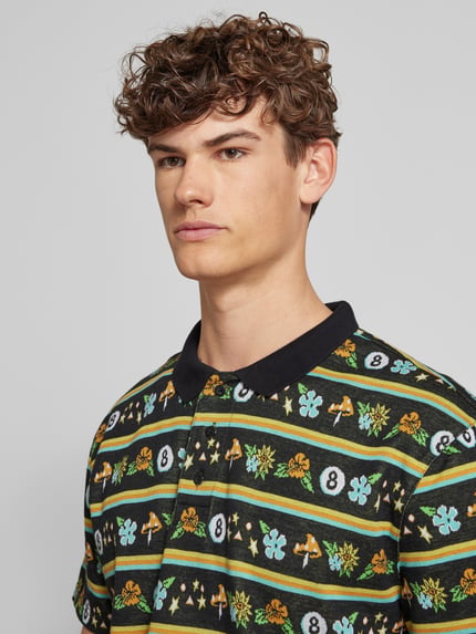 Santa Cruz Poloshirt mit kurzer Knopfleiste und Label-Detail Black 3