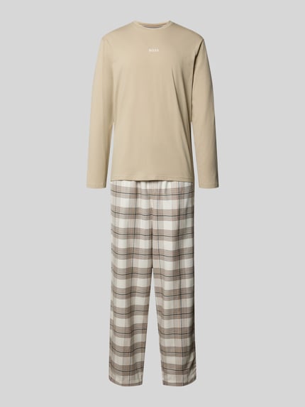 BOSS Regular Fit Pyjama-Set aus Baumwoll-Mix im Geschenkset Beige 1