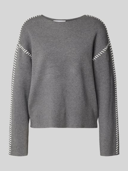 YAS Strickpullover mit Rundhalsausschnitt Modell 'STITCHA' Mittelgrau 2
