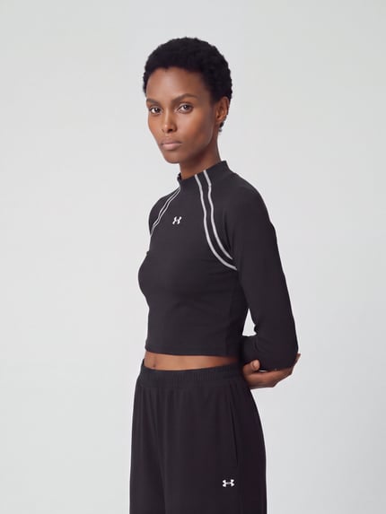 Under Armour Sport-shirt met lange mouwen met contraststrepen 'Motion LS Mock' Zwart - 4