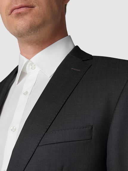 Carl Gross Modern fit colbert met 2 knopen van scheerwol Antraciet - 3